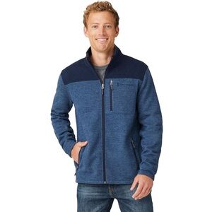 Free Country Men's Frore II Knit Fleece Jacket Sz Medium Blue Full Zip Collared
